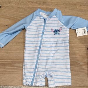 Disney Blue and White Kids Swim Rashguard suit lilo and stitch